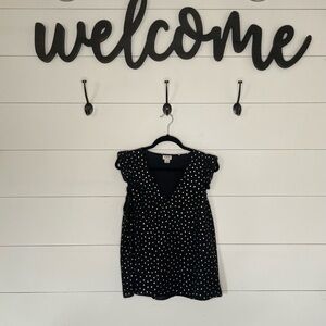 J Crew black and gold flouncy top